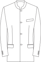 Single Breasted, 4 Button Nehru, Bottom/Front Square