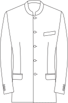 Single Breasted, 5 Button Nehru, Bottom/Front Square